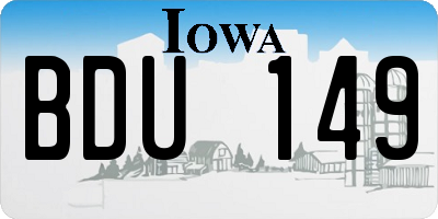 IA license plate BDU149