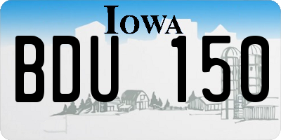 IA license plate BDU150