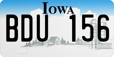 IA license plate BDU156