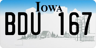 IA license plate BDU167