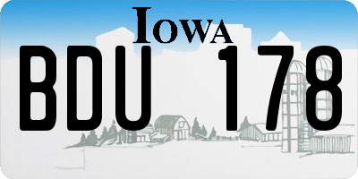 IA license plate BDU178
