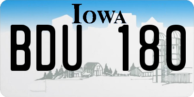IA license plate BDU180