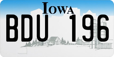 IA license plate BDU196