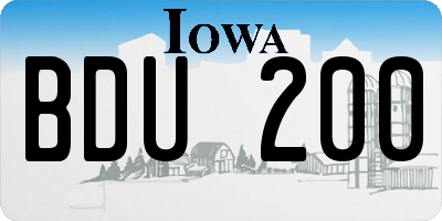 IA license plate BDU200