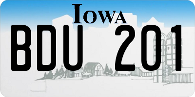 IA license plate BDU201