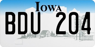 IA license plate BDU204