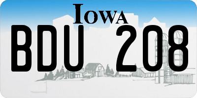 IA license plate BDU208