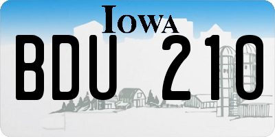 IA license plate BDU210