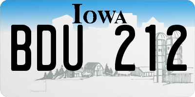 IA license plate BDU212