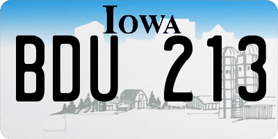 IA license plate BDU213
