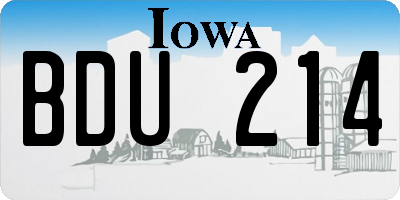 IA license plate BDU214