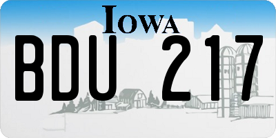 IA license plate BDU217
