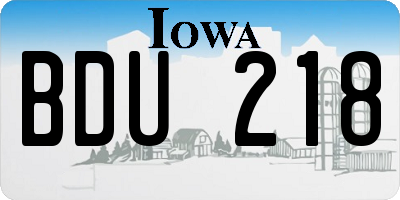IA license plate BDU218