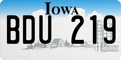 IA license plate BDU219