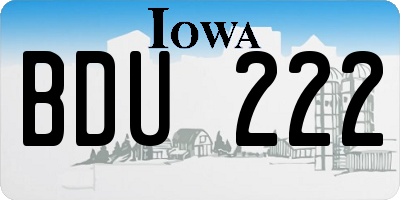 IA license plate BDU222