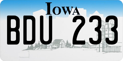 IA license plate BDU233
