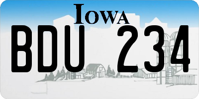 IA license plate BDU234