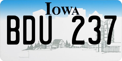 IA license plate BDU237