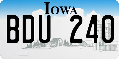 IA license plate BDU240