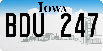 IA license plate BDU247