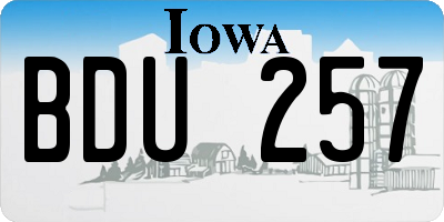 IA license plate BDU257
