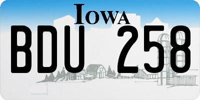 IA license plate BDU258