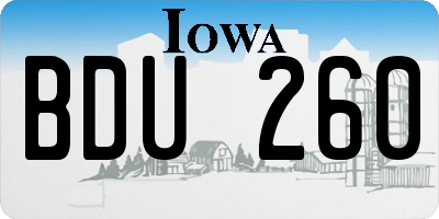 IA license plate BDU260