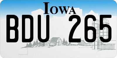 IA license plate BDU265