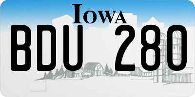 IA license plate BDU280
