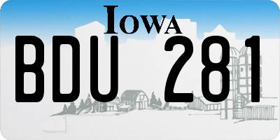 IA license plate BDU281