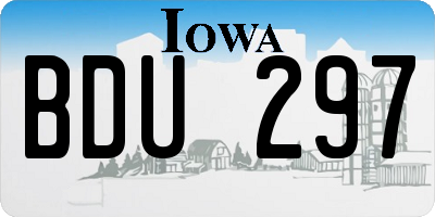 IA license plate BDU297