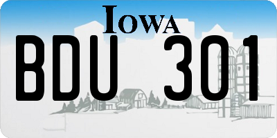 IA license plate BDU301