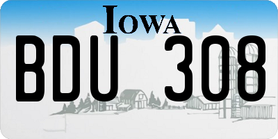 IA license plate BDU308