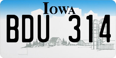 IA license plate BDU314