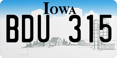 IA license plate BDU315