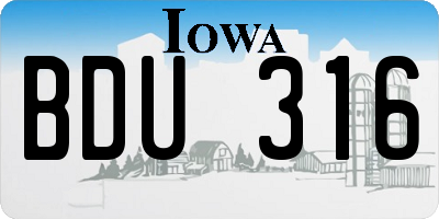 IA license plate BDU316