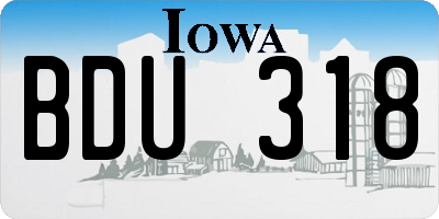 IA license plate BDU318