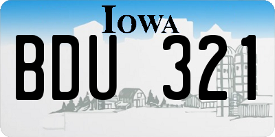 IA license plate BDU321
