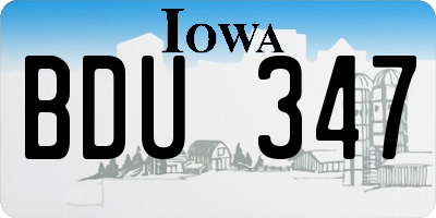 IA license plate BDU347