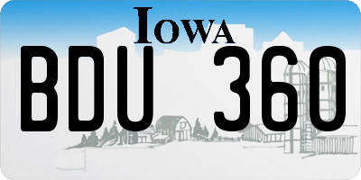 IA license plate BDU360