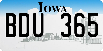 IA license plate BDU365