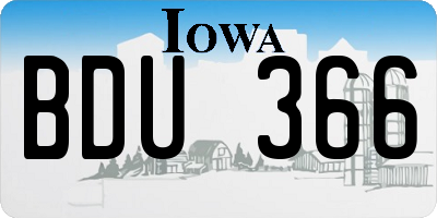 IA license plate BDU366