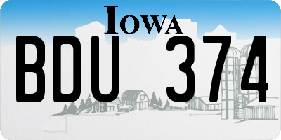 IA license plate BDU374