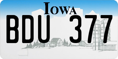 IA license plate BDU377