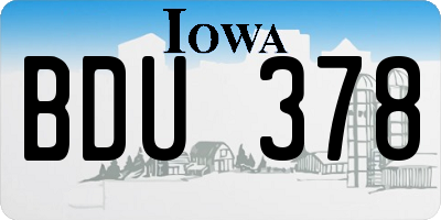 IA license plate BDU378