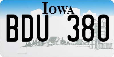 IA license plate BDU380