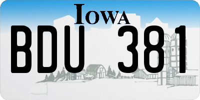 IA license plate BDU381