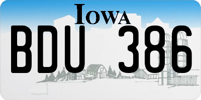 IA license plate BDU386