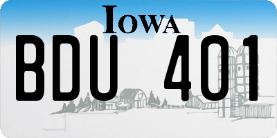 IA license plate BDU401