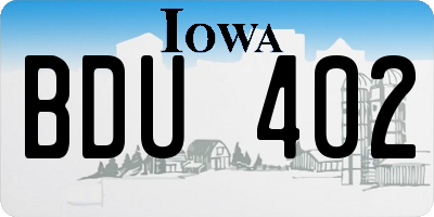 IA license plate BDU402